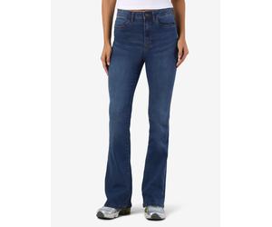 High-waist-Jeans NOISY MAY "NMSALLIE HW FLARE JEAN VI021MB FWD NOOS", Damen, Gr. 28, Länge 30, blau (medium blau denim), Denim/Jeans, Obermaterial: 75% Baumwolle, 18% Polyester, 5% Viskose, 2% Elastha