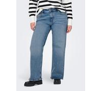 High-waist-Jeans ONLY CARMAKOMA "CARJUICY HW WIDE LEG REA365", Damen, Gr. 48, Länge 32, blau (medium blau denim), Denim/Jeans, Obermaterial: 99% Baumwolle, 1% Elasthan, unifarben, Jeans High-waist-Jea