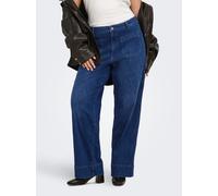 High-waist-Jeans ONLY CARMAKOMA "CARMADISON-WAUW HW POCKET WIDE BOX NOOS", Damen, Gr. 48, Länge 32, blau (dunkelblau denim), Denim/Jeans, Obermaterial: 86% Baumwolle, 13% Polyester, 1% Elasthan, unifa