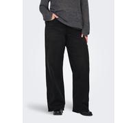 High-waist-Jeans ONLY CARMAKOMA "CARSNOW HW WIDE DNM JEANS PIM WB", Damen, Gr. 50, Länge 32, schwarz (washed schwarz), Denim/Jeans, Obermaterial: 50% Baumwolle, 30% Polyester, 18% Viskose, 2% Elasthan