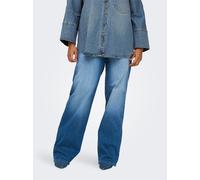 High-waist-Jeans ONLY CARMAKOMA "CARWILLY HW WIDE DNM REA12187 NOOS", Damen, Gr. 46, Länge 32, blau (medium blau denim), Denim/Jeans, Obermaterial: 92% Baumwolle, 6% Elastomultiester, 2% Elasthan, uni
