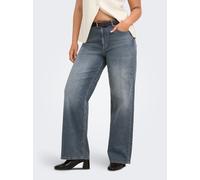 High-waist-Jeans ONLY CARMAKOMA "CARWILLY WIDE HW REA2602 DNM NOOS", Damen, Gr. 48, Länge 32, blau (special blau grau denim), Denim/Jeans, Obermaterial: 92% Baumwolle, 6% Elastomultiester, 2% Elasthan