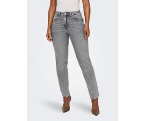 High-waist-Jeans ONLY "ONLEMILY HW STR ANK DNM NAS027 NOOS", Damen, Gr. 25, Länge 30, medium grau denim, Denim/Jeans, Obermaterial: 99% Baumwolle, 1% Elasthan, unifarben, knöchellang, Jeans High-Waist