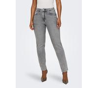 High-waist-Jeans ONLY "ONLEMILY HW STR ANK DNM NAS027 NOOS", Damen, Gr. 26, Länge 30, medium grau denim, Denim/Jeans, Obermaterial: 99% Baumwolle, 1% Elasthan, unifarben, knöchellang, Jeans High-Waist