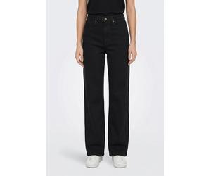 High-waist-Jeans ONLY "ONLJUICY HW WIDE DNM MAE280 NOOS", Damen, Gr. 27, Länge 32, schwarz, Denim/Jeans, Obermaterial: 62% Baumwolle, 33% Polyester, 4% Viskose, 1% Elasthan, unifarben, lang, Jeans Hig