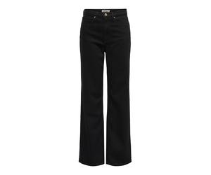 High-waist-Jeans ONLY "ONLJUICY HW WIDE DNM MAE280 NOOS", Damen, Gr. 27, Länge 34, schwarz, Denim/Jeans, Obermaterial: 62% Baumwolle, 33% Polyester, 4% Viskose, 1% Elasthan, unifarben, lang, Jeans Hig