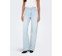 High-waist-Jeans ONLY "ONLJUICY HW WIDE LEG DOT114 DNM", Damen, Gr. 27, Länge 32, light blau bleached denim, Denim/Jeans, Obermaterial: 99% Baumwolle, 1% Elasthan, unifarben, lang, Jeans High-Waist-Je