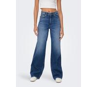 High-waist-Jeans ONLY "ONLJUICY HW WIDE LEG DOT330 DNM NOOS", Damen, Gr. 28, Länge 30, dunkelblau denim, Denim/Jeans, Obermaterial: 99% Baumwolle, 1% Elasthan, unifarben, lang, Jeans High-Waist-Jeans,