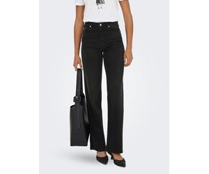 High-waist-Jeans ONLY "ONLJUICY-WAUW HW WIDE DNM GUA006 NOOS", Damen, Gr. M, Länge 30, washed schwarz, Denim/Jeans, Obermaterial: 64% Baumwolle, 31% Polyester, 3% Viskose, 2% Elasthan, unifarben, bode