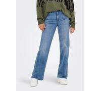 High-waist-Jeans ONLY "ONLJUICY-WAUW HW WIDE DNM GUA113 NOOS", Damen, Gr. S, Länge 34, medium blau denim, Denim/Jeans, Obermaterial: 64% Baumwolle, 31% Polyester, 3% Viskose, 2% Elasthan, unifarben, l