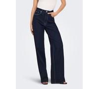 High-waist-Jeans ONLY "ONLJUICY-WAUW HW WIDE DNM GUA334 NOOS", Damen, Gr. M (38), Länge 32, blau (dunkelblau denim), Denim/Jeans, Obermaterial: 64% Baumwolle, 31% Polyester, 3% Viskose, 2% Elasthan, u