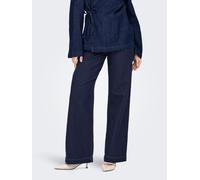 High-waist-Jeans ONLY "ONLMADELINE BUTTON HW WIDE DNM GUA", Damen, Gr. M, Länge 32, dunkelblau denim, Denim/Jeans, Obermaterial: 74% Baumwolle, 25% Polyester, 1% Elasthan, unifarben, lang, Jeans High-