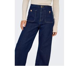 High-waist-Jeans ONLY "ONLMADELINE HW WD POCKET DNM GUA113 NOOS", Damen, Gr. S, Länge 32, dunkelblau denim, Denim/Jeans, Obermaterial: 74% Baumwolle, 25% Polyester, 1% Elasthan, unifarben, lang, Jeans
