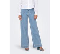 High-waist-Jeans ONLY "ONLMADELINE HW WD POCKET DNM GUA221 NOOS", Damen, Gr. M (38), Länge 32, blau (light blau denim), Denim/Jeans, Obermaterial: 74% Baumwolle, 25% Polyester, 1% Elasthan, unifarben,