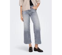High-waist-Jeans ONLY "ONLMADISON BLUSH HW CP WD DNM REA293NOOS", Damen, Gr. M, Länge 34, medium grau denim, Denim/Jeans, Obermaterial: 92% Baumwolle, 6% Elastomultiester, 2% Elasthan, unifarben, regu