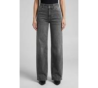 High-waist-Jeans ONLY "ONLMADISON BLUSH HW WD DB BT SIK221 NOOS", Damen, Gr. S (36), Länge 30, grau (washed schwarz), Denim/Jeans, Obermaterial: 82% Baumwolle, 16% Polyester, 2% Elasthan, unifarben, r