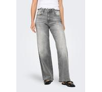 High-waist-Jeans ONLY "ONLMADISON BLUSH HW WID DNM REA0938 NOOS", Damen, Gr. XS (34), Länge 32, blau (light grau denim), Denim/Jeans, Obermaterial: 82% Baumwolle, 16% Polyester, 2% Elasthan, unifarben