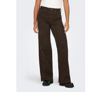 Only Wide Leg Jeans aus Baumwoll-Mix Modell 'MADISON BLUSH' in Dunkelbraun, Größe XL/32