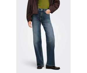 High-waist-Jeans ONLY "ONLMADISON BLUSH HW WIDE DNM DOT529 NOOS", Damen, Gr. S (36), Länge 32, blau (dunkelblau denim), Denim/Jeans, Obermaterial: 82% Baumwolle, 16% Polyester, 2% Elasthan, unifarben,