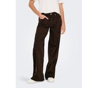 High-waist-Jeans ONLY "ONLMADISON HW WIDE ANIMAL PANT CC PNT", Damen, Gr. L (40), Länge 30, braun (chicory coffee aop:with schwarz leo), Denim/Jeans, Obermaterial: 98% Baumwolle, 2% Elasthan, bedruckt