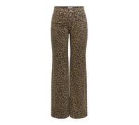 High-waist-Jeans ONLY "ONLMADISON HW WIDE ANIMAL PANT CC PNT", Damen, Gr. S (36), Länge 30, braun (otter aop:with schwarz leo), Denim/Jeans, Obermaterial: 98% Baumwolle, 2% Elasthan, bedruckt, lang, J