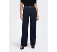 High-waist-Jeans ONLY "ONLMADISON HW WIDE BUCKLE DNM GUA411NOOS", Damen, Gr. XL (42), Länge 30, blau (dunkelblau denim), Denim/Jeans, Obermaterial: 91% Baumwolle, 7% Polyester, 2% Elasthan, unifarben,