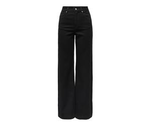 High-waist-Jeans ONLY "ONLMADISON-ROYAL HW WIDE DNM PIM600", Damen, Gr. S, Länge 32, schwarz denim, Denim/Jeans, Obermaterial: 69% Baumwolle, 29% Polyester, 2% Elasthan, unifarben, normal, Jeans High-