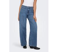 High-waist-Jeans ONLY "ONLSILKY SOFT HW WIDE DNM PIM233 NOOS", Damen, Gr. S (36), Länge 30, medium blau denim, Denim/Jeans, Obermaterial: 76% Baumwolle, 24% Lyocell, unifarben, lang, Jeans High-Waist-