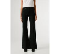 High-waist-Jeans PEPE JEANS "WILLA BLK", Damen, Gr. 27, Länge 30, schwarz, Denim/Jeans, Obermaterial: 99% Baumwolle, 1% Elasthan, unifarben, ausgestellt lang, Jeans High-Waist-Jeans, Flare Leg, mit de