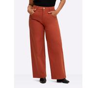 High-waist-Jeans SHEEGO, Damen, Gr. 42, Normalgrößen, rostrot, 98% Baumwolle, 2% Elasthan, unifarben, lang, Jeans High-Waist-Jeans (17121967-42) rostrot