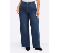 High-waist-Jeans SHEEGO, Damen, Gr. 54, Normalgrößen, blau, stone, washed, 95% Baumwolle, 3% Polyester, 2% Elasthan, unifarben, lang, Jeans High-Waist-Jeans (96803244-54) blau, stone, washed
