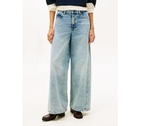 High-waist-Jeans TOMMY HILFIGER "DNM 70's WIDE LEG HW", Damen, Gr. 28, Länge 32, glis, Denim/Jeans, Obermaterial: 100% Baumwolle, unifarben, lässig geschnitten knöchellang, Jeans High-Waist-Jeans (539