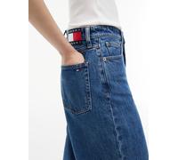 High-waist-Jeans TOMMY JEANS "CLAIRE HR WIDE BJ4133", Damen, Gr. 26, Länge 32, blau (denim medium), Denim/Jeans, Obermaterial: 99% Baumwolle, 1% Elasthan, unifarben, lässig geschnitten lang, Jeans Hig