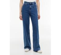 High-waist-Jeans TOMMY JEANS "CLAIRE HR WIDE BJ4133", Damen, Gr. 29, Länge 32, blau (denim medium), Denim/Jeans, Obermaterial: 99% Baumwolle, 1% Elasthan, unifarben, lässig geschnitten lang, Jeans Hig