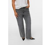 High-waist-Jeans VERO MODA CURVE "VMCTESSA HR WIDE J RA206 GA CUR NOOS", Damen, Gr. 50, Länge 32, blau (medium grau denim), Denim/Jeans, Obermaterial: 99% Baumwolle, 1% Elasthan, unifarben, oversize, 