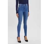 High-waist-Jeans VERO MODA "VMSOPHIA HR SKINNY J GU3112", Damen, Gr. XS (34), Länge 30, blau (medium blau denim), Denim/Jeans, Obermaterial: 64% Baumwolle, 31% Polyester, 3% Viskose, 2% Elasthan, Basi