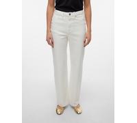 High-waist-Jeans VERO MODA "VMTESSA HR WIDE JEANS COLOR GA NOOS", Damen, Gr. 29, Länge 32, hellweiß, Denim/Jeans, Obermaterial: 99% Baumwolle, 1% Elasthan, unifarben, oversize lang, Jeans High-Waist-J
