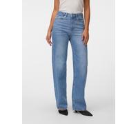 High-waist-Jeans VERO MODA "VMTESSA HR WIDE JEANS RA3065 GA NOOS", Damen, Gr. 29, Länge 32, blau (medium blau denim), Denim/Jeans, Obermaterial: 99% Baumwolle, 1% Elasthan, unifarben, oversize lang, J