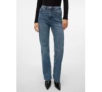 High-waist-Jeans VERO MODA "VMTESSA HR WIDE JEANS RA394 GA NOOS", Damen, Gr. 33, Länge 32, blau (medium blau denim detail:tinted), Denim/Jeans, Obermaterial: 99% Baumwolle, 1% Elasthan, oversize, Jean