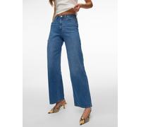 High-waist-Jeans VERO MODA "VMVEGA HR WIDE DENIM JEANS SI392 NOOS", Damen, Gr. 25, Länge 30, medium blau denim, Denim/Jeans, Obermaterial: 100% Baumwolle, unifarben, oversize lang, Jeans High-Waist-Je