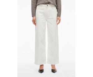 High-waist-Jeans VILA "VIFREYA JAF HW JEANS - NOOS", Damen, Gr. 34, Länge 32, weiß (cloud dancer), Denim/Jeans, Obermaterial: 99% Baumwolle, 1% Elasthan, unifarben, relaxed fit knöchellang, Jeans High