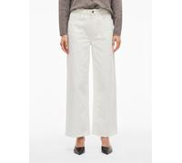 High-waist-Jeans VILA "VIFREYA JAF HW JEANS - NOOS", Damen, Gr. 42, Länge 32, cloud dancer, Denim/Jeans, Obermaterial: 99% Baumwolle, 1% Elasthan, unifarben, relaxed fit knöchellang, Jeans High-waist-