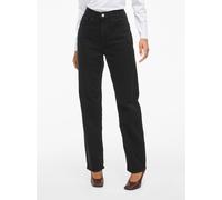 High-waist-Jeans VILA "VIKELLY JAF HW STRAIGHT JEANS-NOOS", Damen, Gr. 38, Länge 32, schwarz denim detail:vil 221, Denim/Jeans, Obermaterial: 99% Baumwolle, 1% Elasthan, straight fit knöchellang, Jean