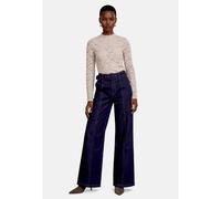 High-waist-Jeans ZERO "Damen Waisted-Jeans mit Gürtel", Damen, Gr. 40, Normalgrößen, blau (rinse wash denim), Obermaterial: 99% Baumwolle, 1% Elasthan, lässig geschnitten, Jeans High-Waist-Jeans (8300