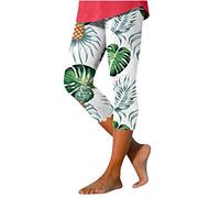 High Waist Leggings Damen Elastische Sportleggins Blickdicht 7/8 Yoga Hose Bedruckt Gemustert Caprihose Bootcut Jogginghose Hoher Taille Stretch Fitnesshose Bauchweg Modern Sporthose