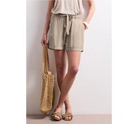 Shorts STREET ONE, Damen, Gr. 46, sepia sand, Stoff, 100% Viskose, unifarben, loose fit kurz, Hosen Shorts, mit Gürtel (23361755-46) sepia sand