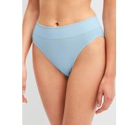 High-Waist-Slip CALIDA "Elastic", Damen, Gr. XS (36/38), cascade blau, Single Jersey, Obermaterial: 94% Baumwolle, 6% Elasthan, körpernah, Unterhosen, breiter Softbund, elastisch, Single Jersey, atmun