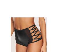 High-Waist-Slip PETITE FLEUR GOLD, Damen, Gr. 36/38, schwarz, Lederoptik (PU beschichtet), Obermaterial: 85% Polyester, 10% Elasthan, 5% Polyamid. Beschichtung: 100% Polyurethan, eng, Unterhosen, aus