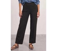 Jerseyhose STREET ONE "Style Amalia", Damen, Gr. 46, Länge 28, schwarz coffee, Jersey, Obermaterial: 61% Viskose, 32% Polyamid, 7% Elasthan, unifarben, normal lang, Hosen Jerseyhose, mit Gummizug und