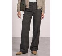 Stoffhose STREET ONE, Damen, Gr. 36, Länge 30, braun (schwarz coffee), Stoff, 50% Polyester, 45% Viskose, 5% Elasthan, kariert, comfort fit lang, Hosen Stoffhose, High Waist (67632721-36) schwarz coff